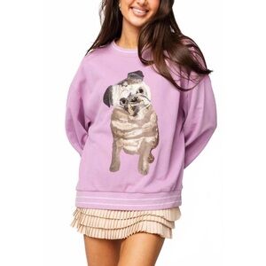 NEW Queen Of Sparkles Light Purple Pug Sweatshirt. Size XS